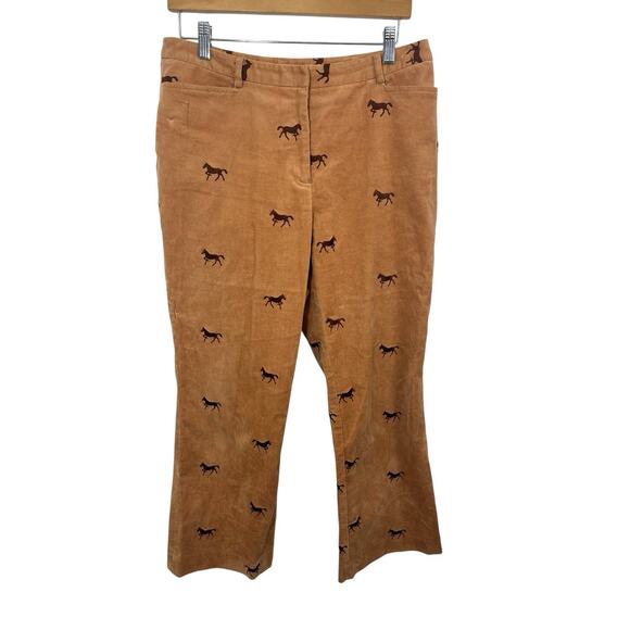 Vtg Lilly Pulitzer Women’s Corduroy Pants 10 Beige Brown Horses Equestrian - Picture 1 of 10